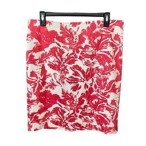 The Limited floral stretch pencil skirt lined knee length 12 white pink